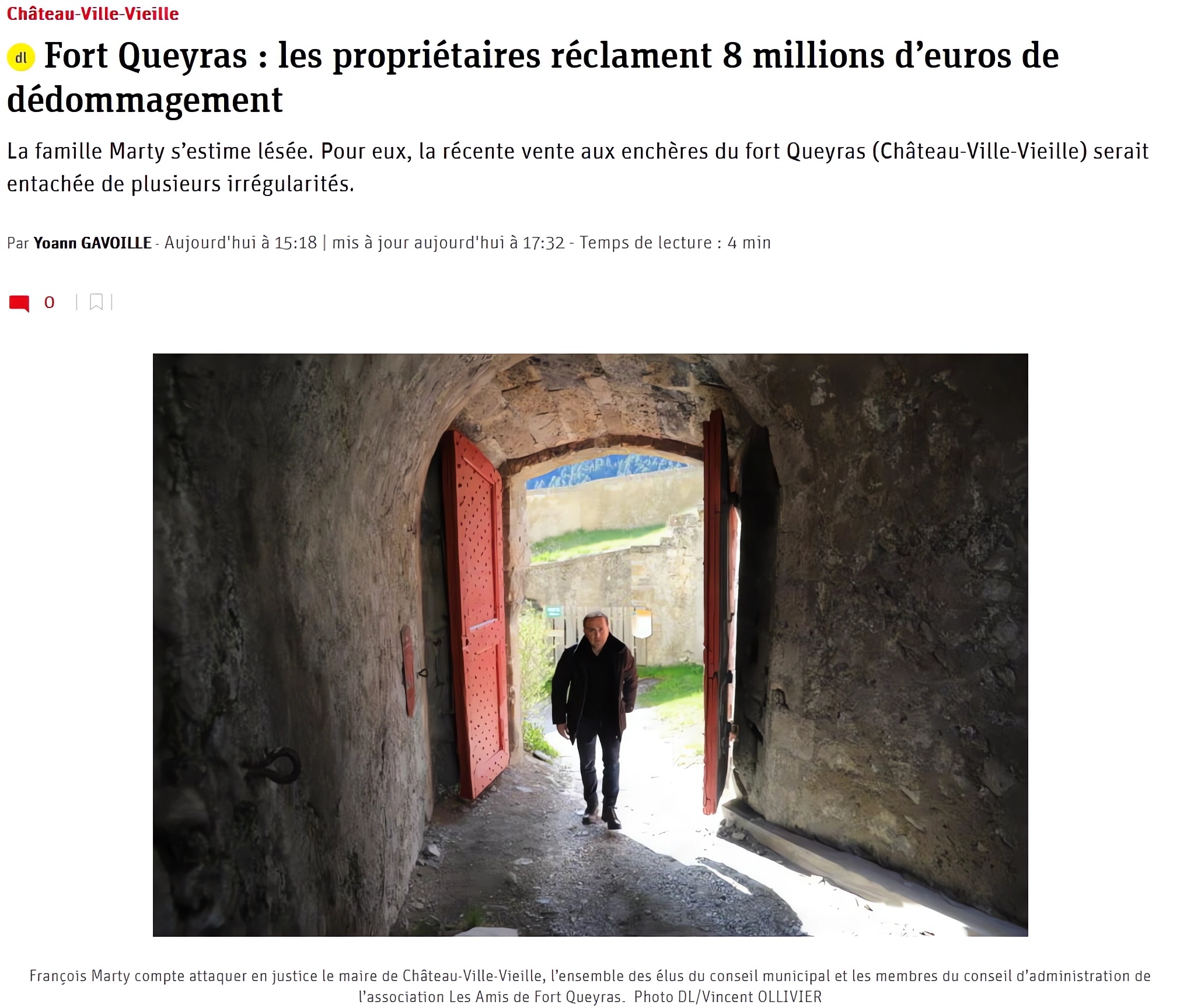 Vente de Fort Queyras : les propriétaires vendeurs s’estiment lesés